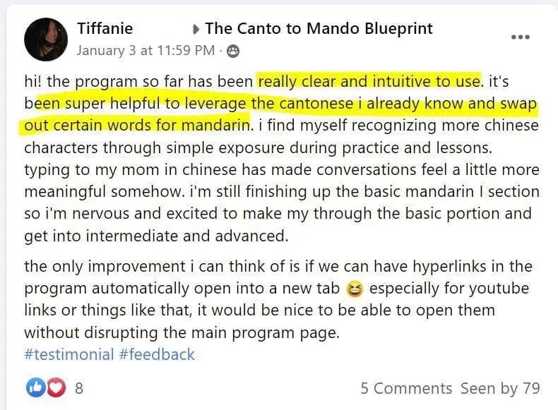 Tiffanie testimonial screenshot